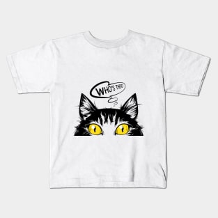 Suspicious Cat with yellow Eyes Kids T-Shirt